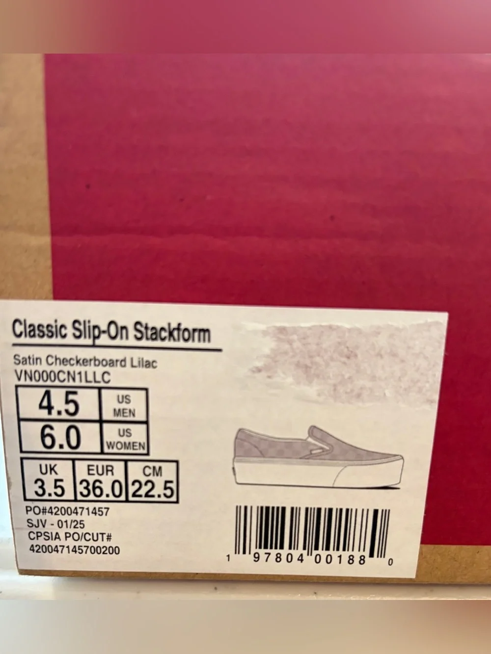 Classic Slip-On Stackform Satin Checkerboard Lilac unisex